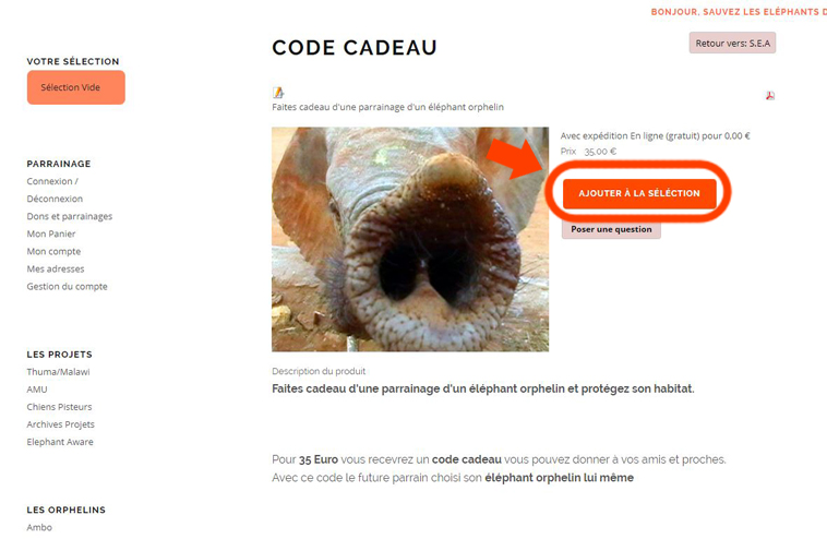 Page: Code cadeau